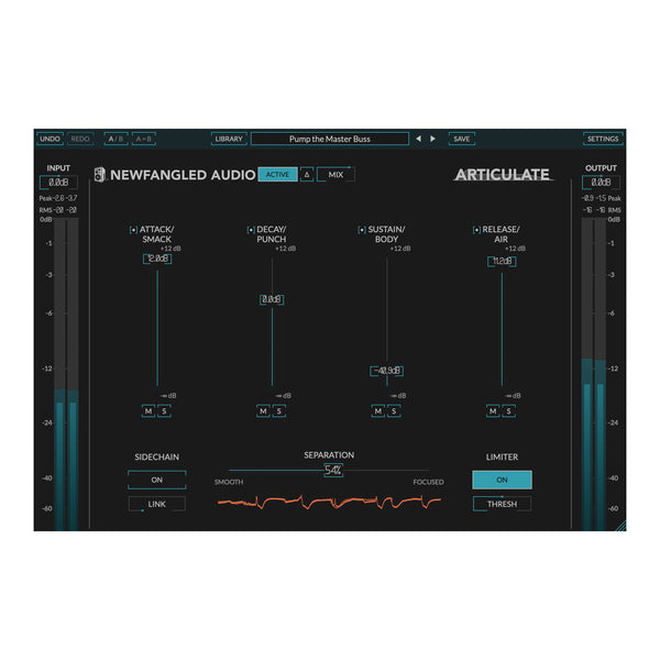 Newfangled Audio Articulate VST plugin - ADSR envelope shaper for dynamics processing.